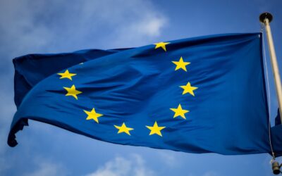 drapeau europeen composé d'étoiles bleu et jaune